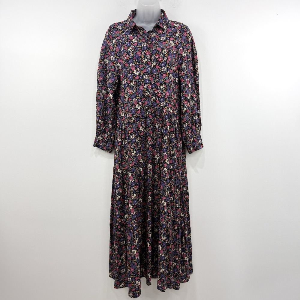 Natural Life Maxi Dress Womens M Floral Prairie Boho Cottagecore Comfort Loose